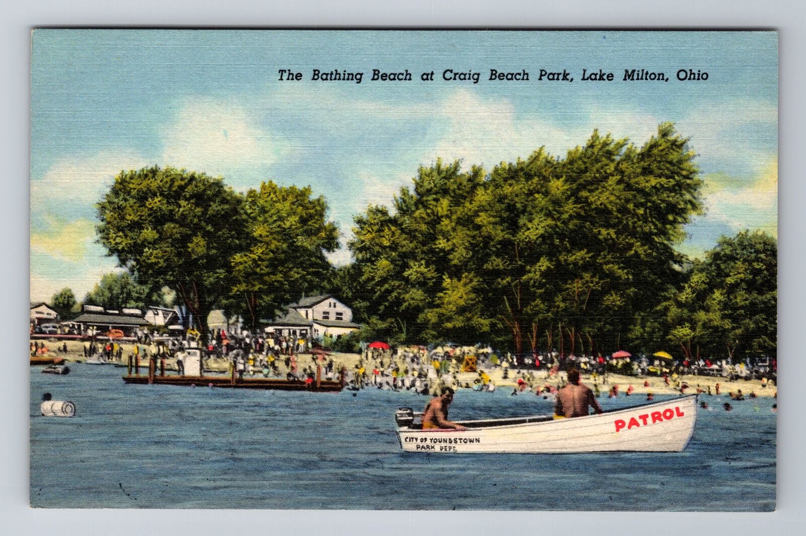 Lake Milton OH-Ohio,  Craig Beach Park, Beach, Antique Vintage Souvenir Postcard