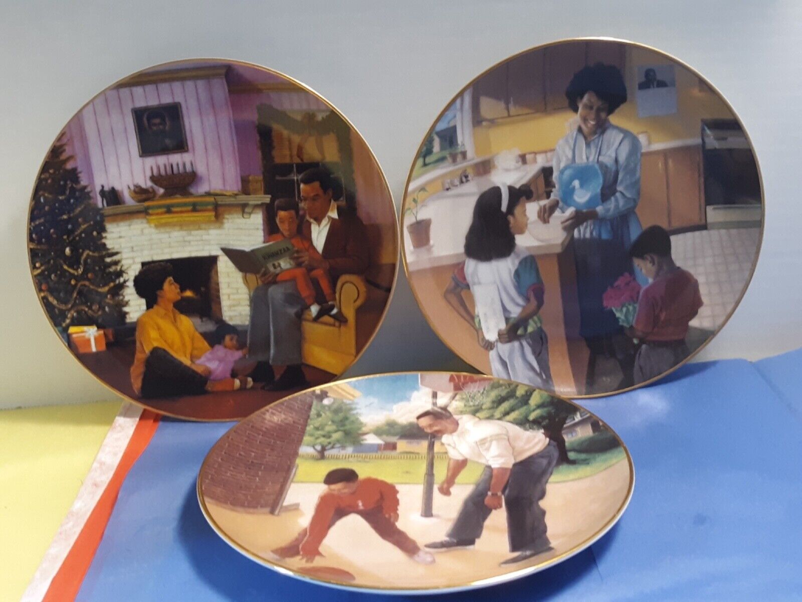 3 Heirloom of the Heart African American Family Plates by Ron Hicks 1992