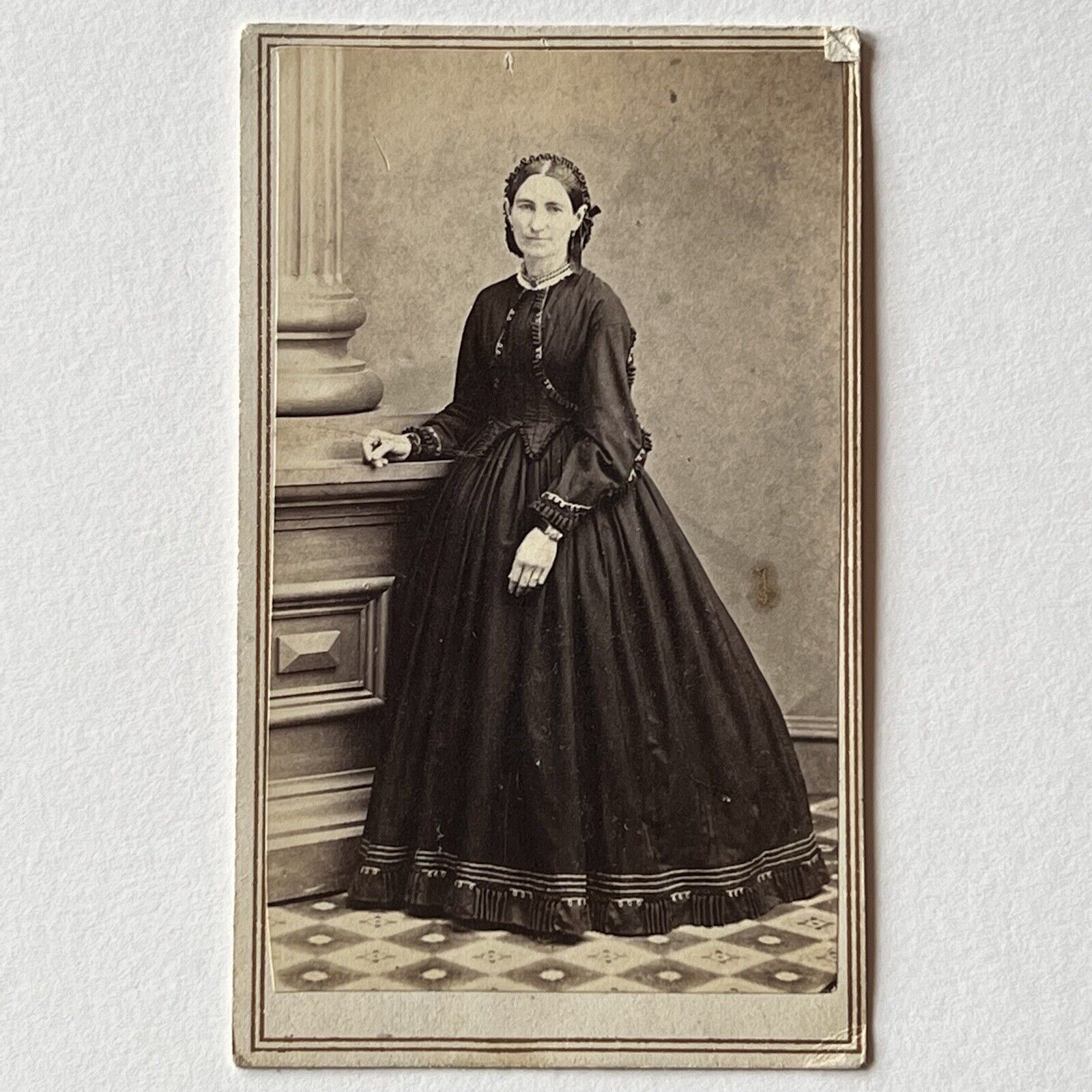 Antique CDV Photograph Beautiful Woman Civil War Era Tax Stamp Newton NJ