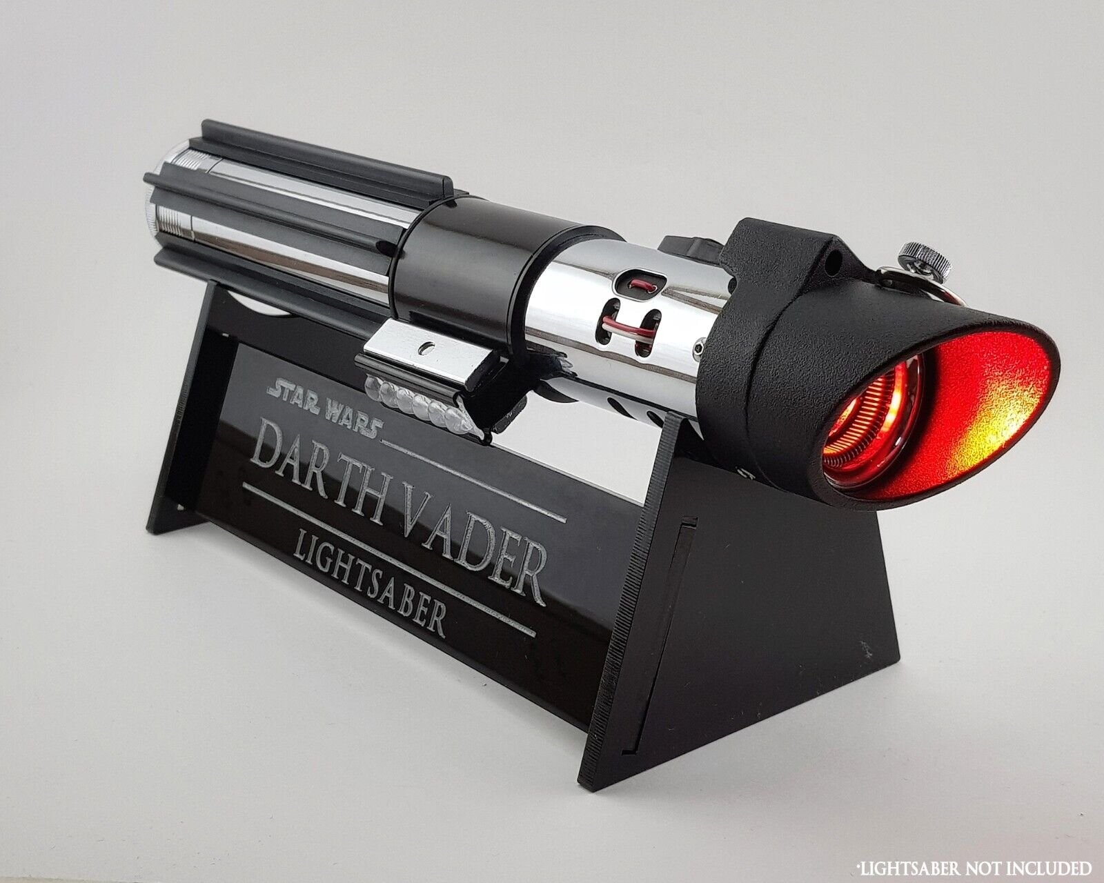 Classic Piano Black Acrylic Lightsaber Stand with Customizable Engraved Text