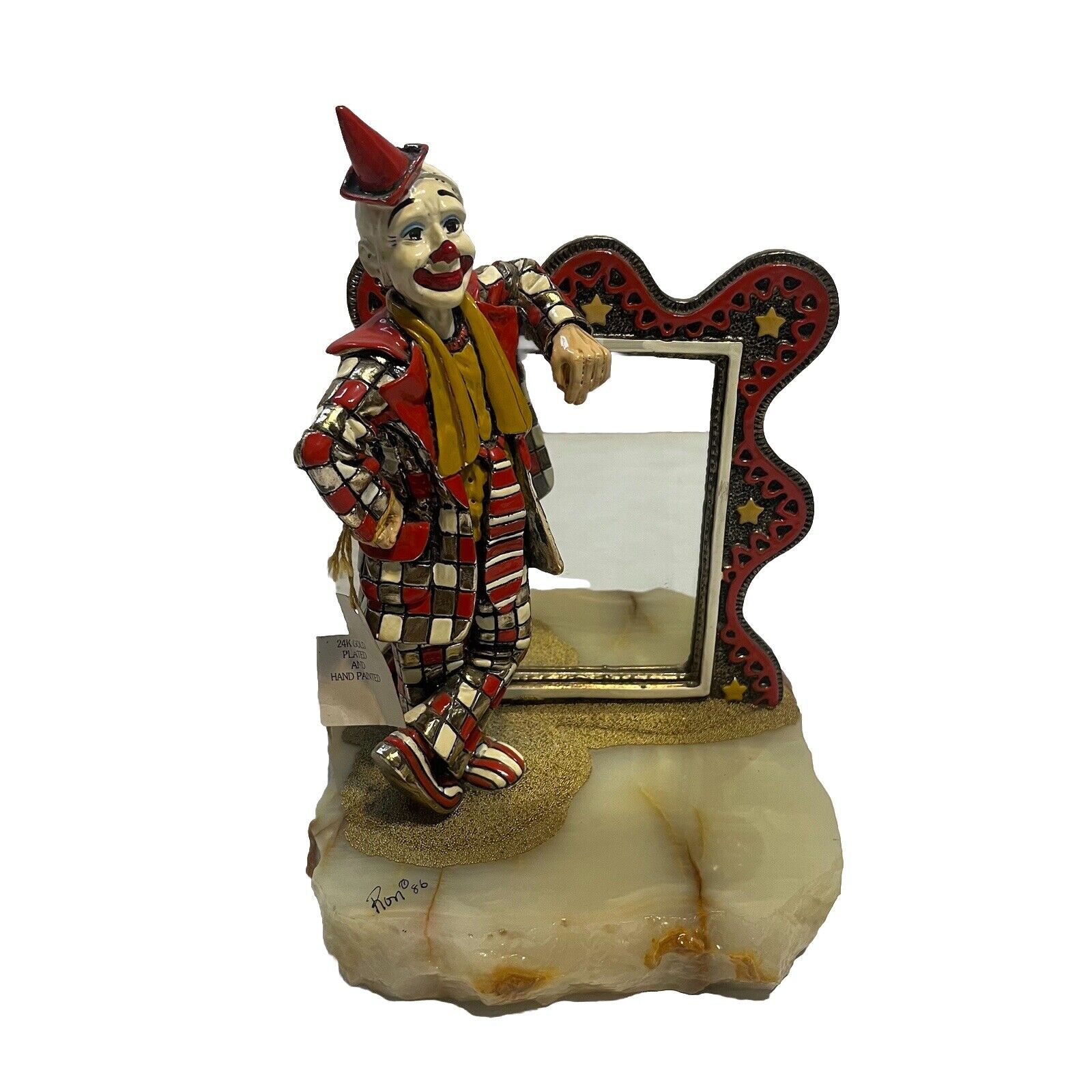 VERY RARE RON LEE Clown With Mirror 1986 Signed And Dated 24K Gold Plated HUGE