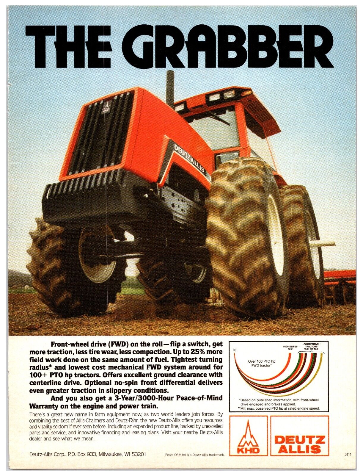 1985 Deutz-Allis 8000 Series Tractors -Original Print Advertisement (8in x 11in)