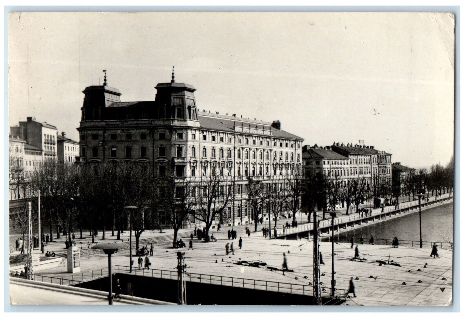 1957 City Center Downtown Rijeka Croatia Yugoslavia RPPC Photo Postcard