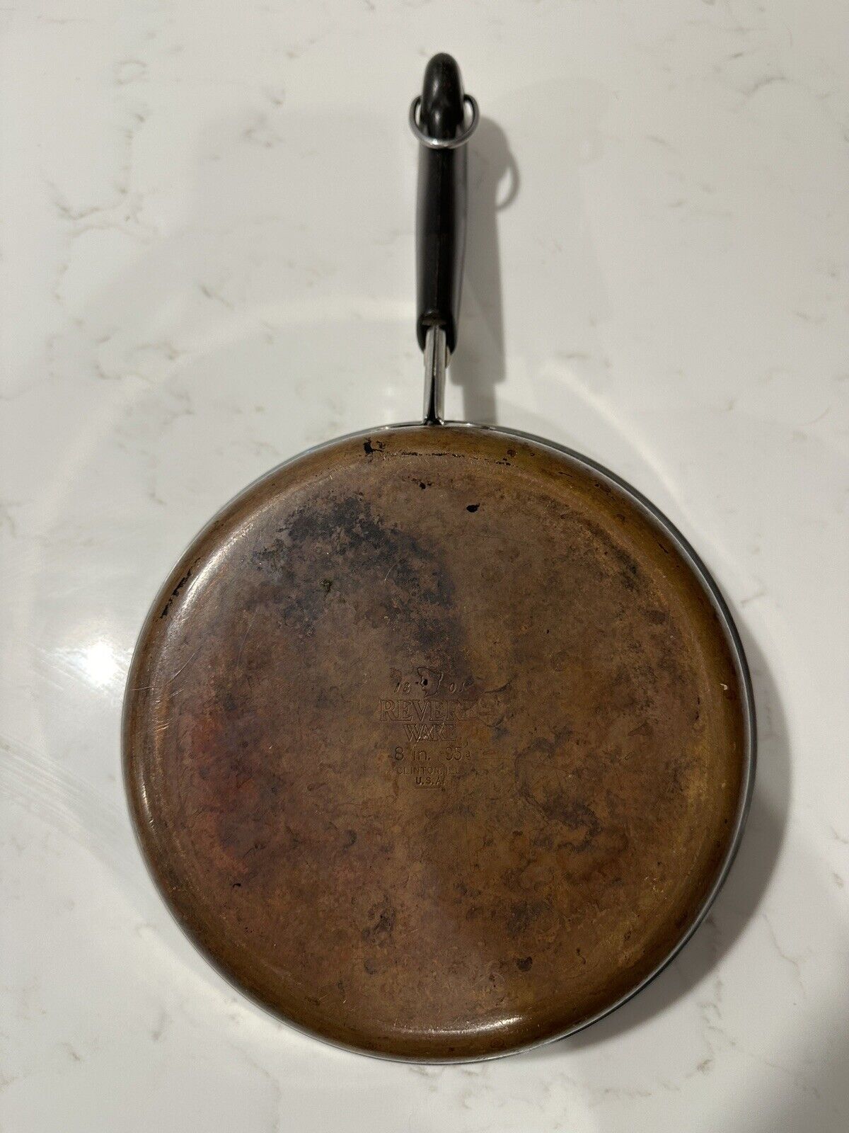 Revere Ware 1801 Vintage Copper Clad Bottom 8 Inch Skillet  U.S.A.