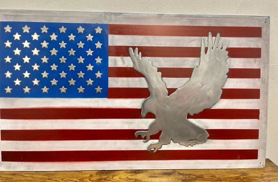 vintage American Flag Metal Sign(handmade By Pallarols)