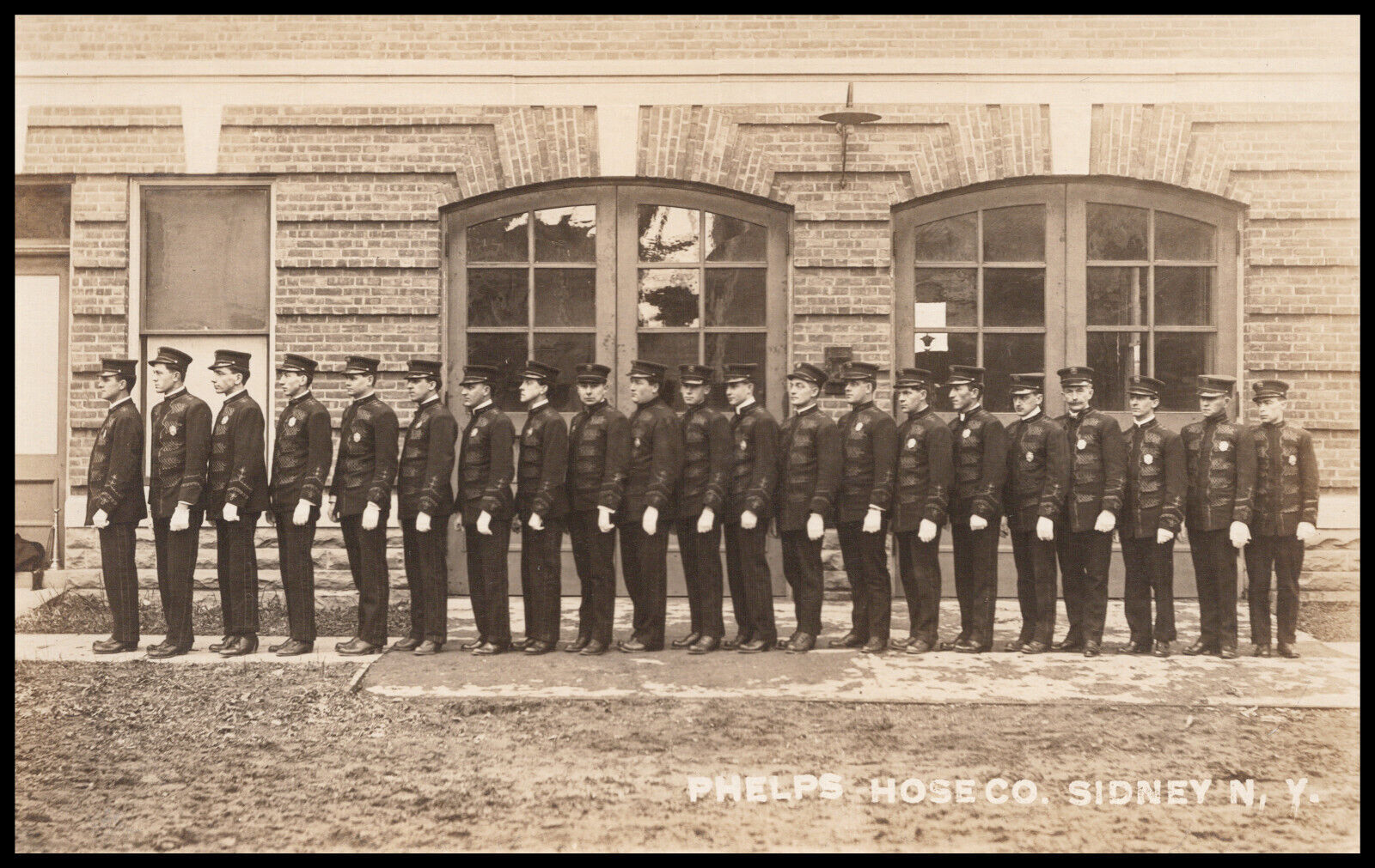 Sidney, New York, Phelps Hose Co, Fire Dept., Firemen, Real Photo Postcard RPPC
