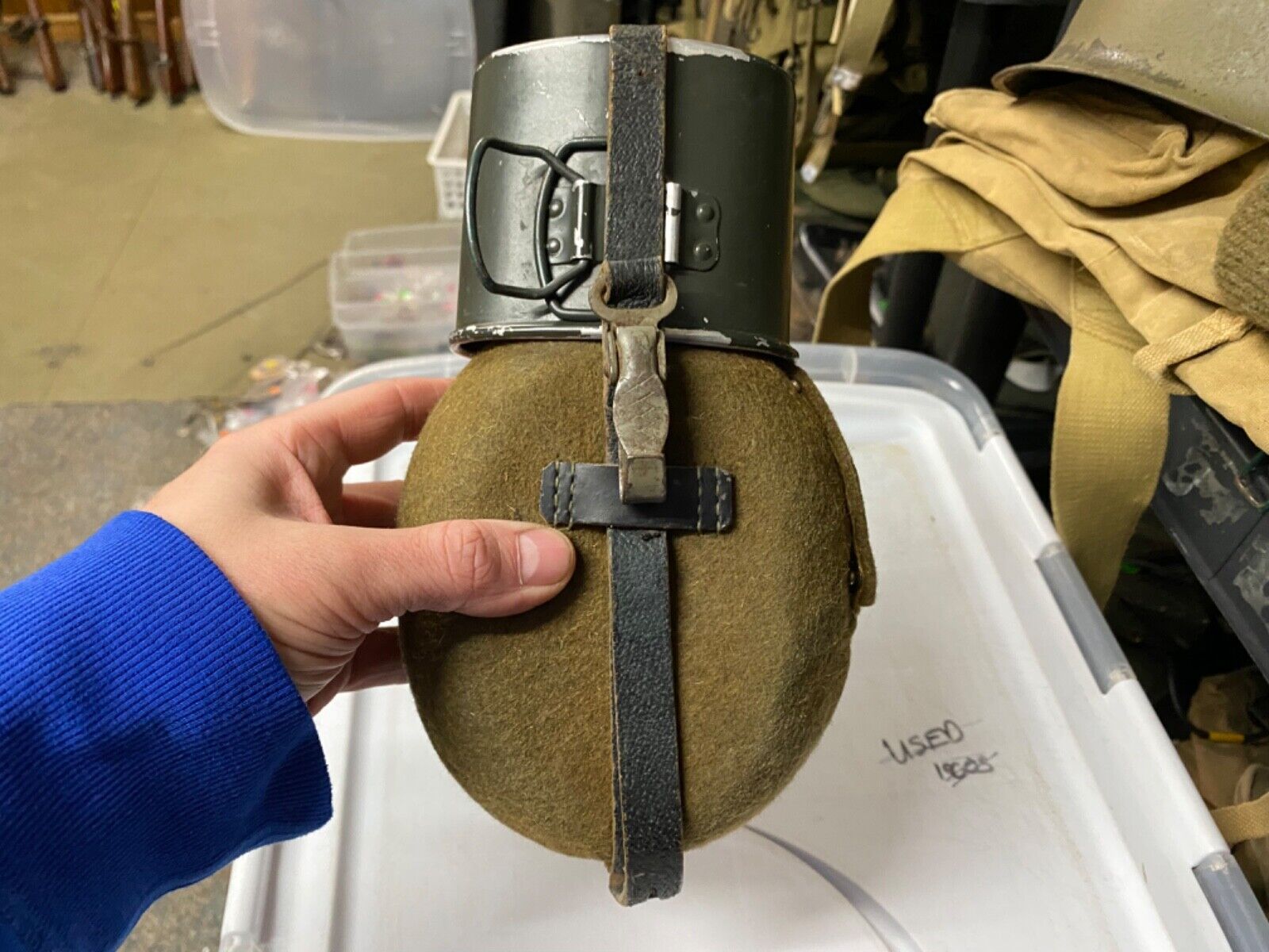WWII GERMAN M31 .7 CANTEEN, CUP AND STRAP
