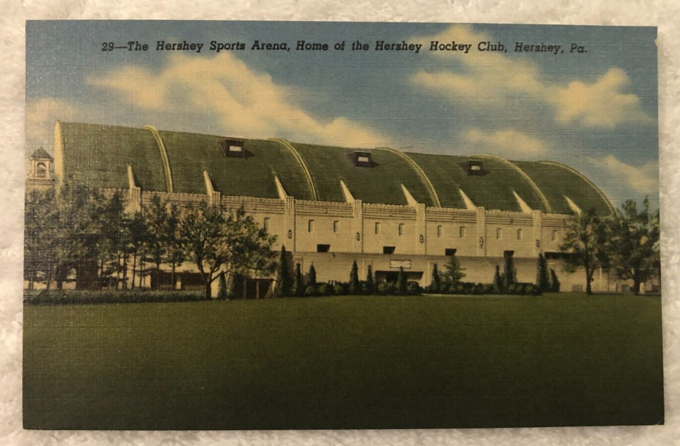 Post Card, Hershey Sports Arena, Hershey PA, linen, posted 1956