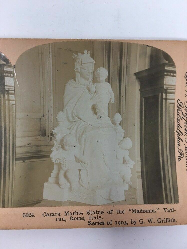 c. 1903 The Madonna Statue Rome Italy Stereoview Card International Stereograph