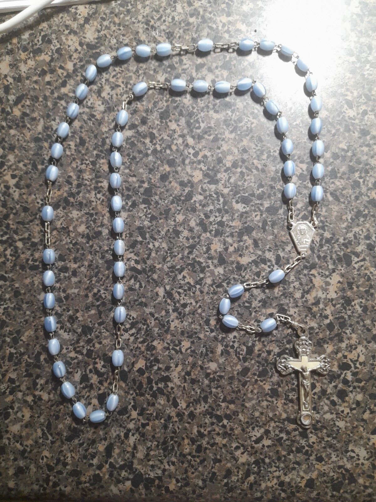 Vintage Terra Catacumba Roma Glass Blue Bead Relic Soil Rosary 📿 