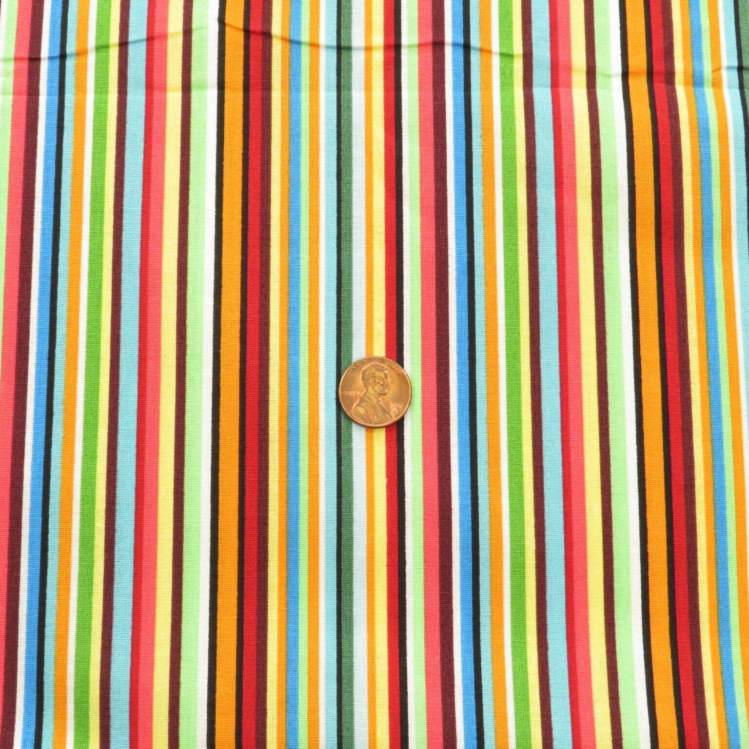 Colorful Vertical Striped Cotton Fabric 1.5 YD