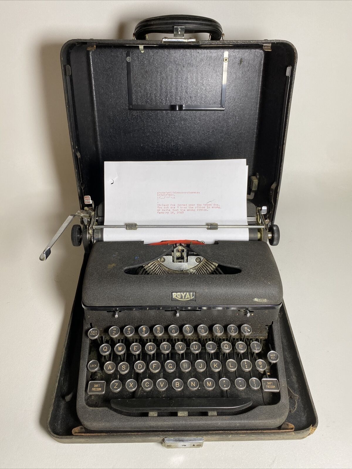 Vintage Royal Arrow Manual Typewriter in Case Glass Keys Working