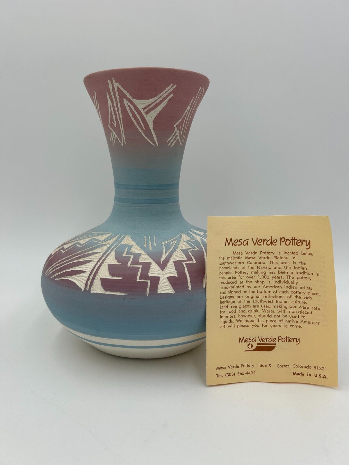 Mesa Verde Pottery Vase Hand Painted Signed Native American Navajo