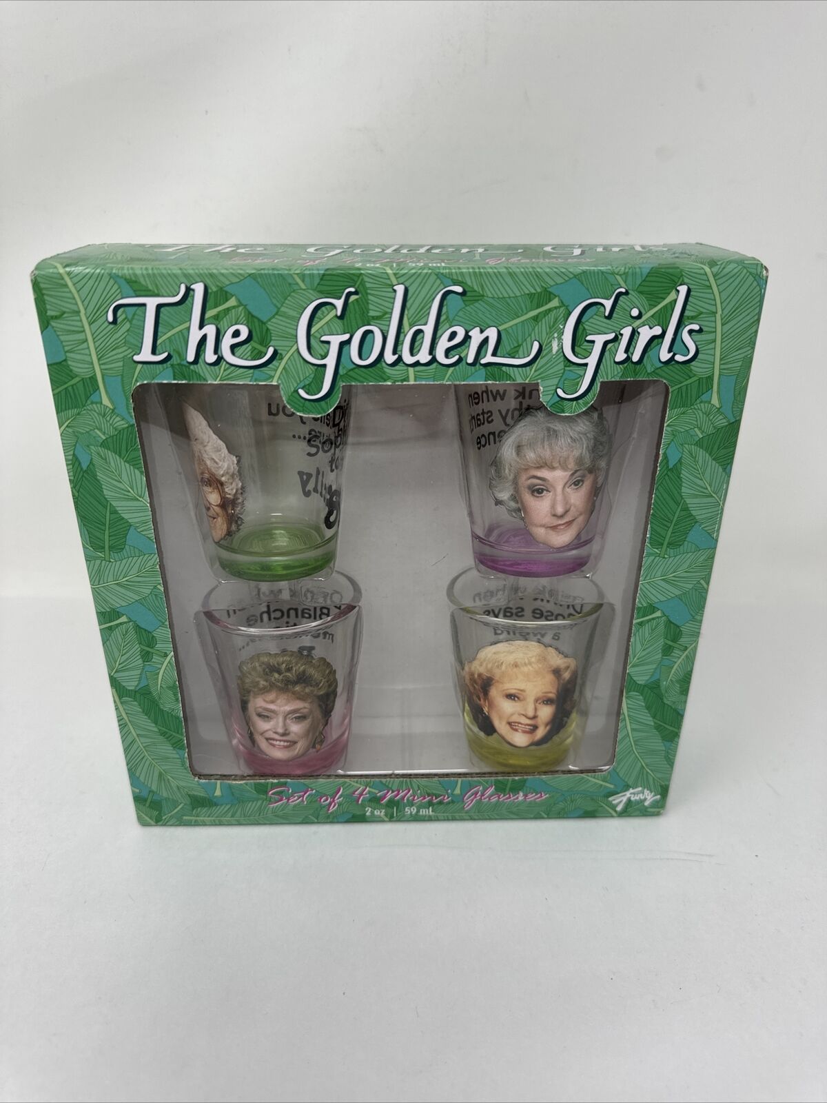 Golden Girls Set of 4 Mini Glasses ABC Studios Just Funky 2oz Shot Sealed