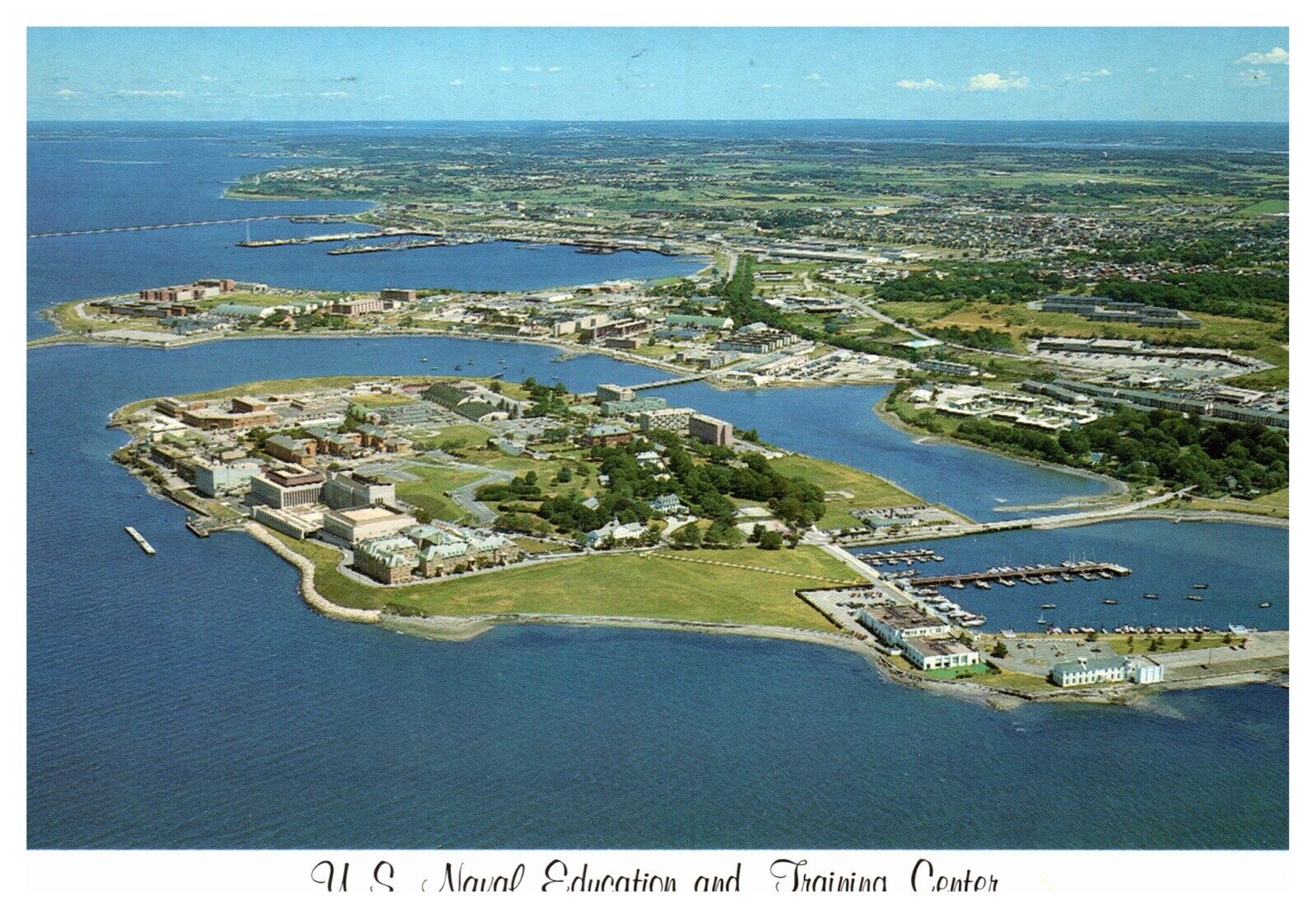 Us Naval Education Training Center Coasters Harbor Island Wob Chrome Postcard