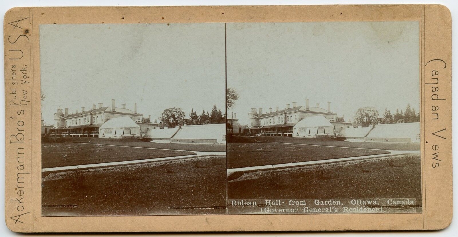 Rideau Hall, Governor General' s Residence, Ottawa ON  Vintage Stereoview Photo