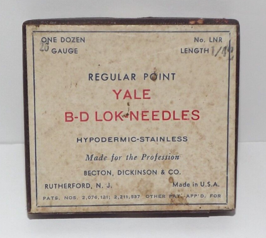 Vintage Becton Dickinson Yale B-D Lok Needles 20 Gauge Regular Point In Box