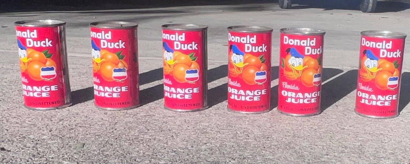 Lot of 6 1970s Vintage Donald Duck Retro Orange Juice Can 