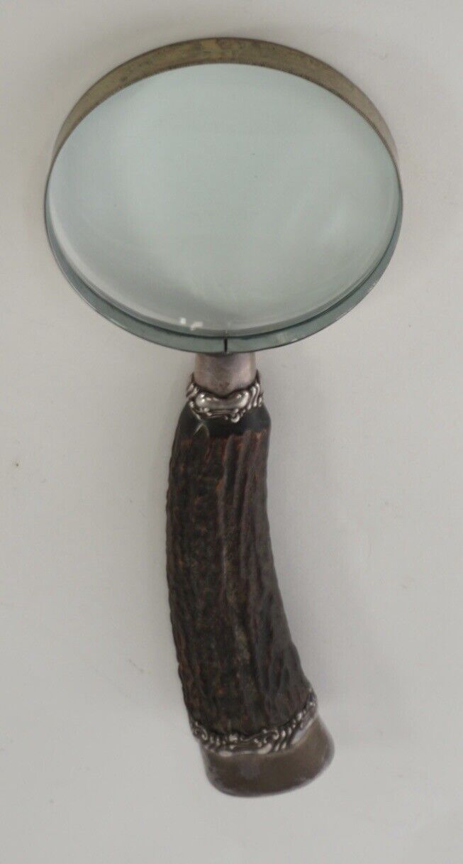 Vintage Large Sterling Silver & Wooden Handle Magnifying Glass