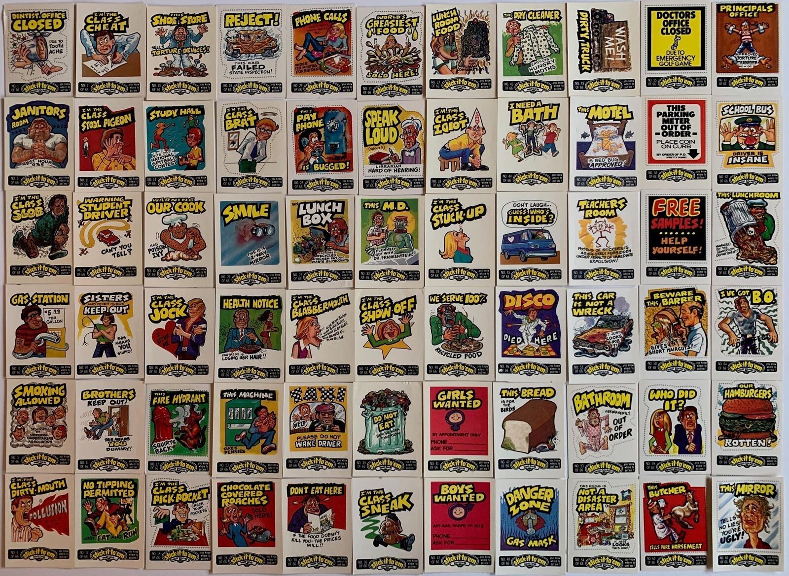 Stick-It-To'Em Stick It To Em Insult Vintage 66 Sticker Card Set Fleer 1976