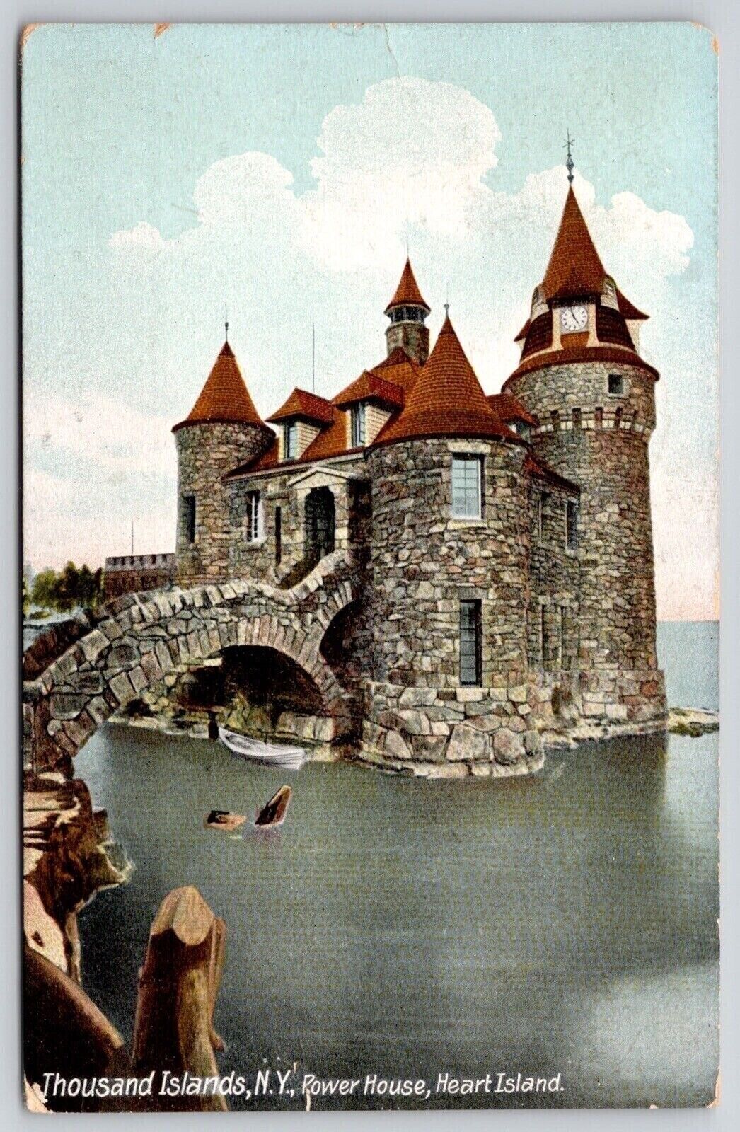 Thousand Islands New York Power House Heart Island Waterway Bridge WOB Postcard