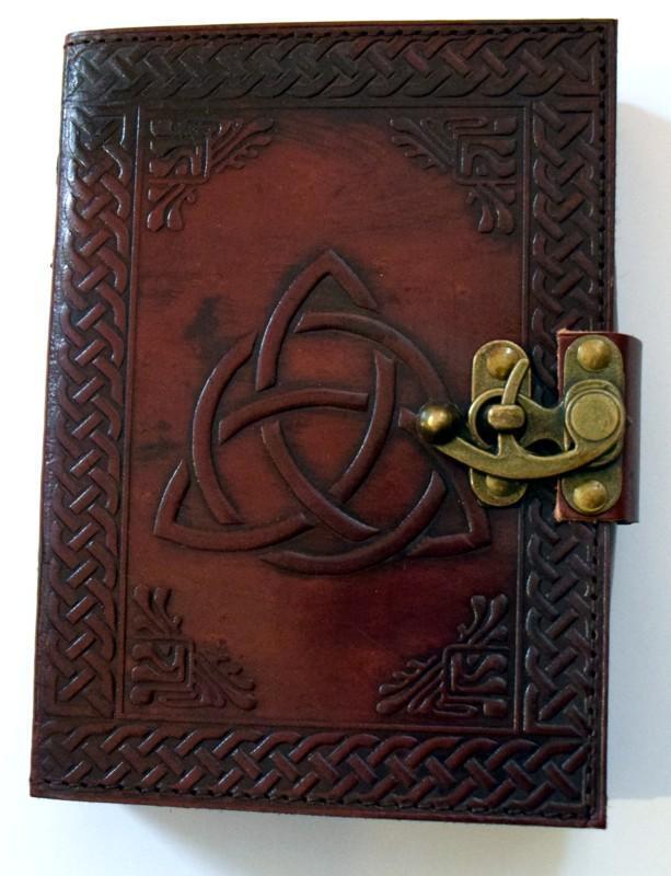 Triquetra Pattern Leather Bound Book of Shadows, Journal, Diary