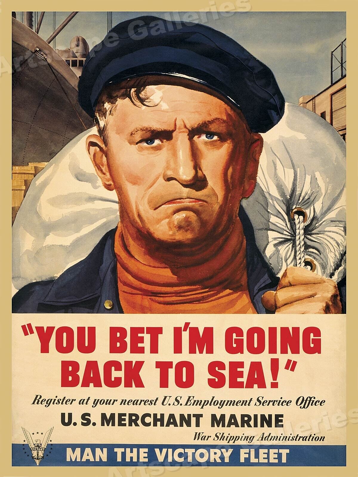 Join the Merchant Marines WWII Victory Fleet Recruting Poster - 20x28