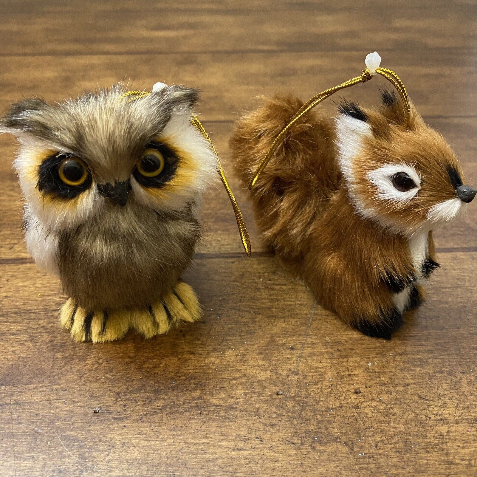 Christmas Woodland Fury Owl and Squirrel Ornaments Tree Decor