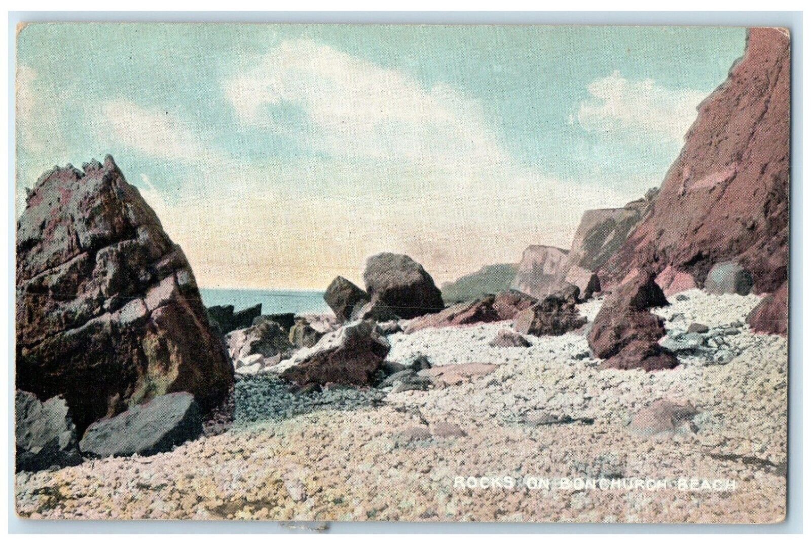 c1910\'s View Of Rocks On Bonchurch Beach United Kingdom UK Antique Postcard