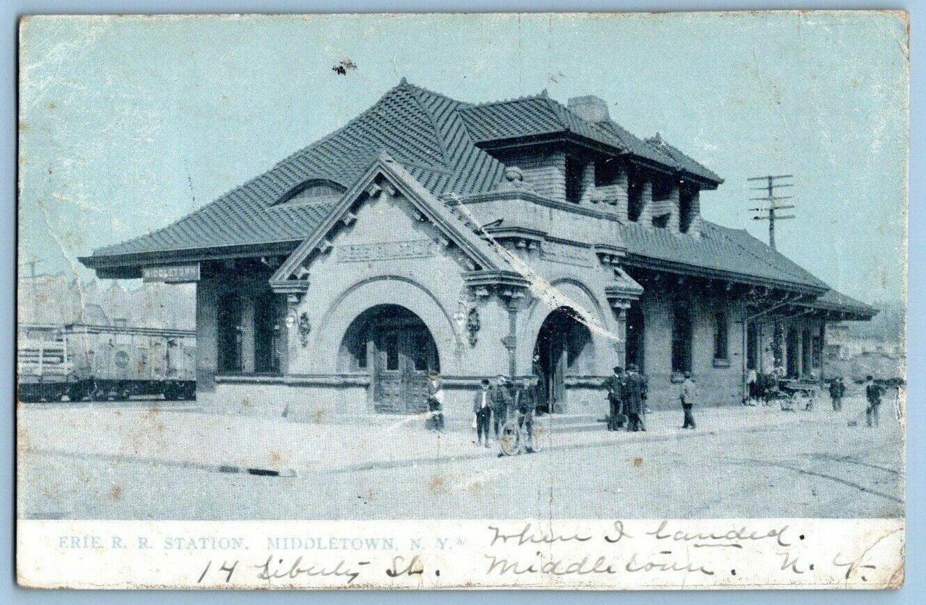 Undivided Back Postcard~ Eerie Railroad Station~ Middletown, New York