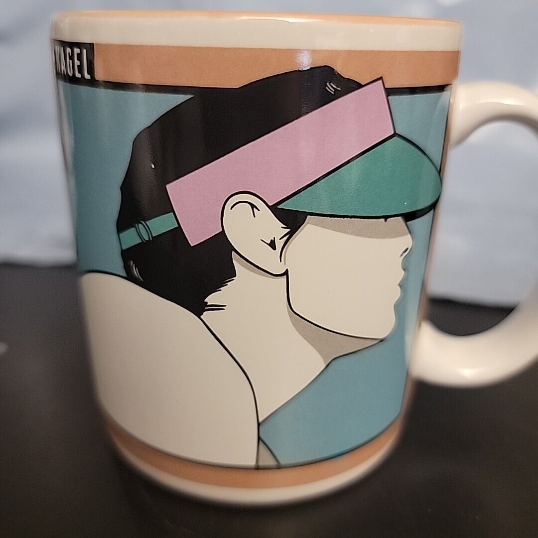 PATRICK NAGEL Pink Coffee Mug Figi Graphics 1993 Rare Vintage