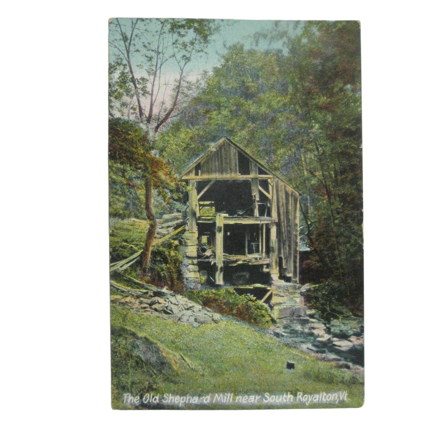 Old Shepherd Mill South Royalton Vermont Postcard Benjamin Franklin Stamp