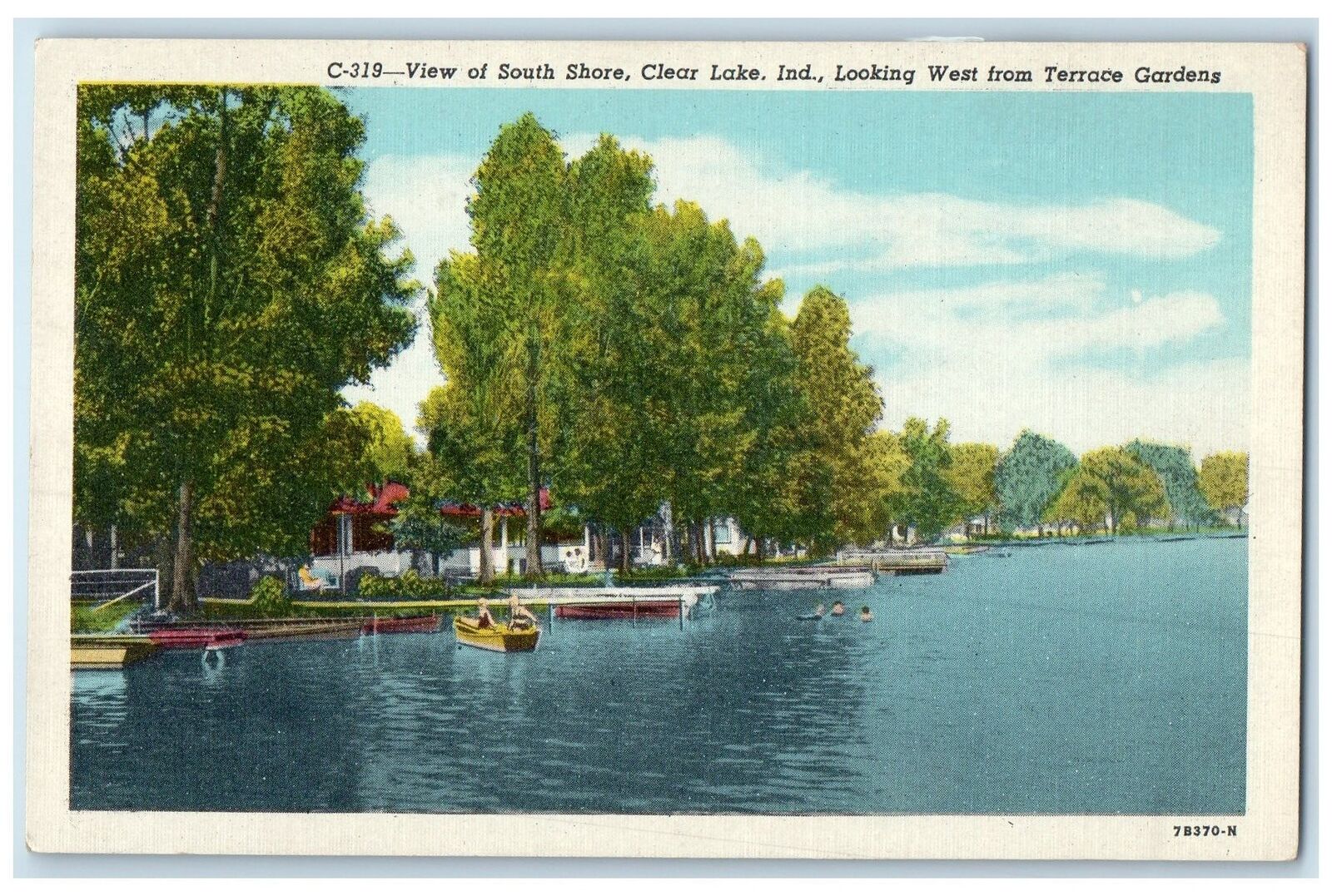 c1940s View Of South Shore Looking From Terrace Gardens Clear Lake IN Postcard