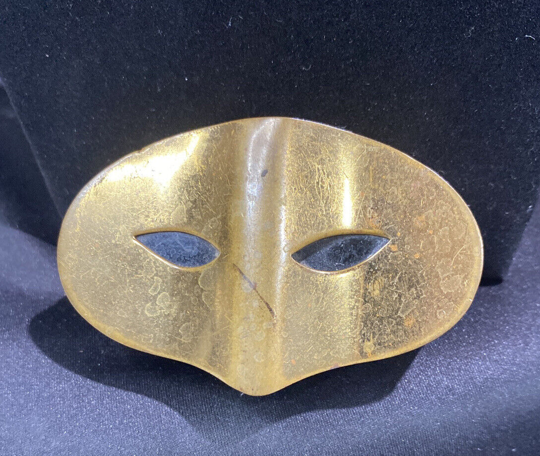 Vintage Elizabeth Arden Gilt Masquerade Mask 1930’s Gold Compact