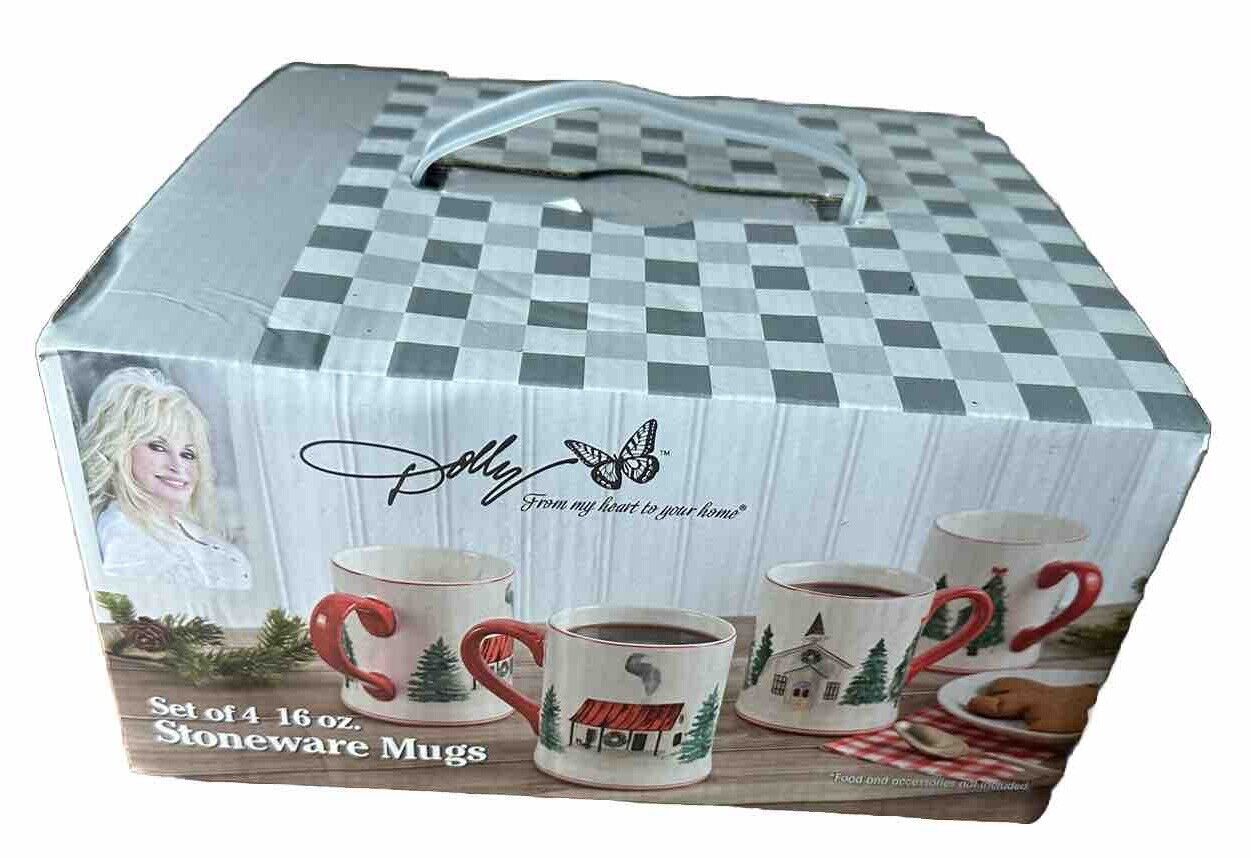 Dolly Parton Christmas Holiday Themed mugs 16 oz Set of 4 Childhood Cabin