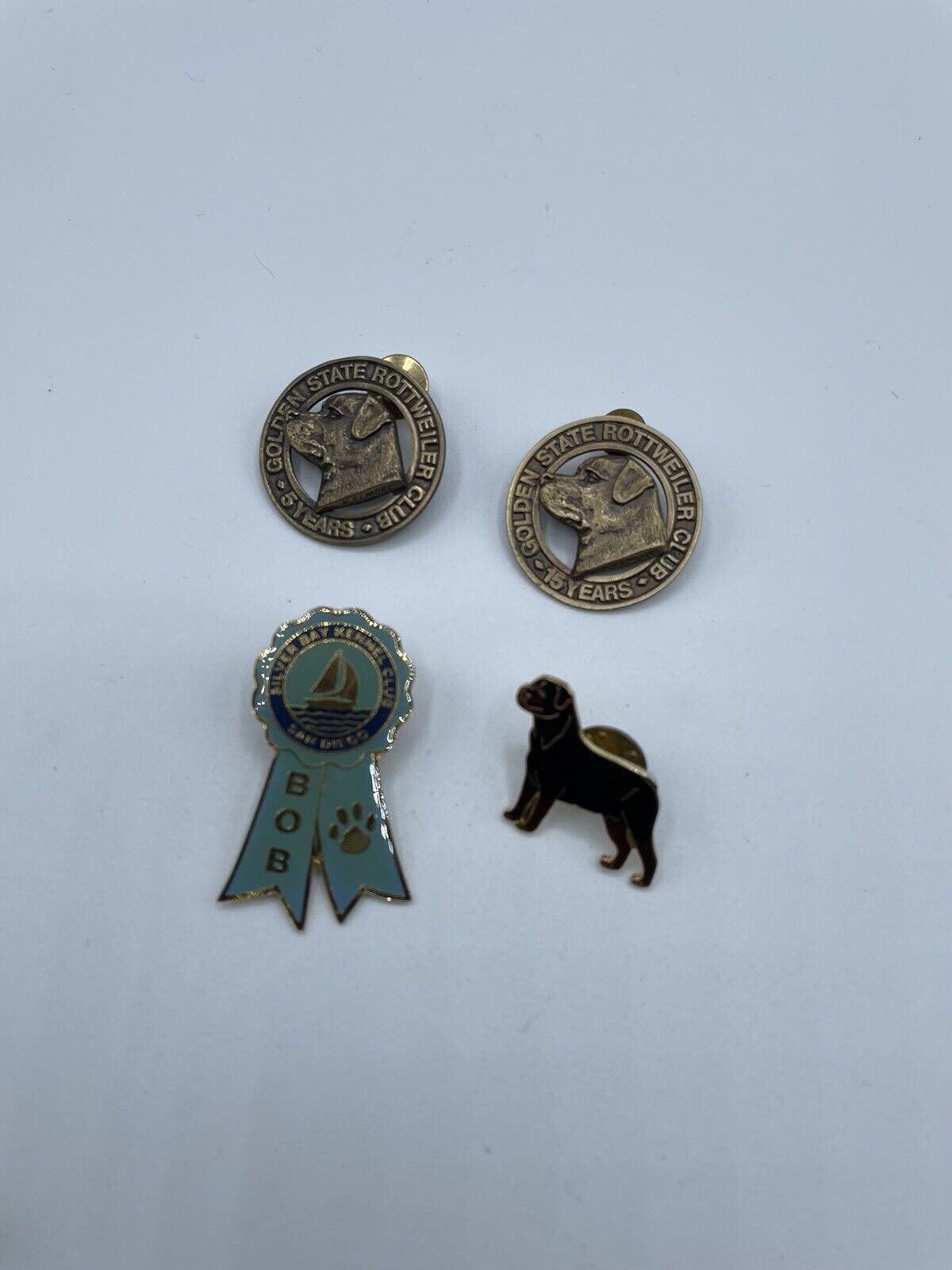 Vintage Silver Bay Kennel Golden State Rottweiler Club Dog Pin Lot