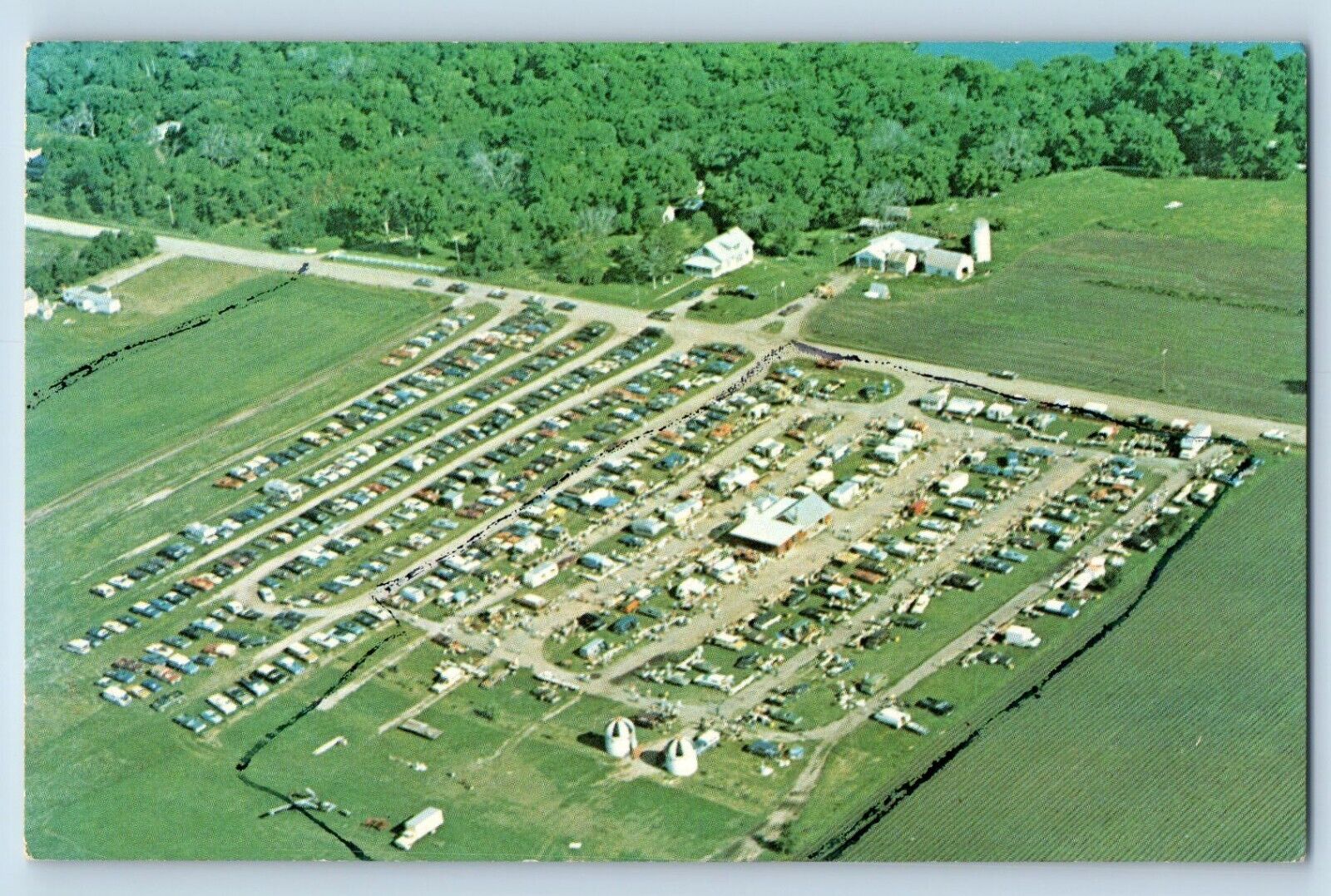 Annandale Minnesota Postcard Wright County Swappers Meet Aerial View Field c1960