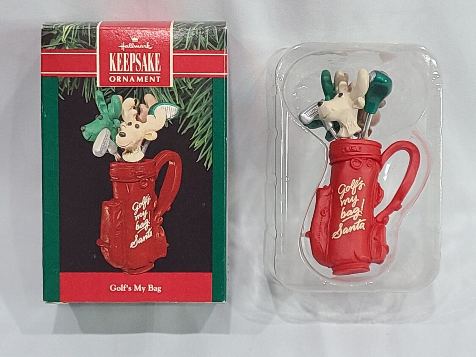 Vintage Hallmark Christmas Ornament Golf’s My Bag Santa’s Reindeer