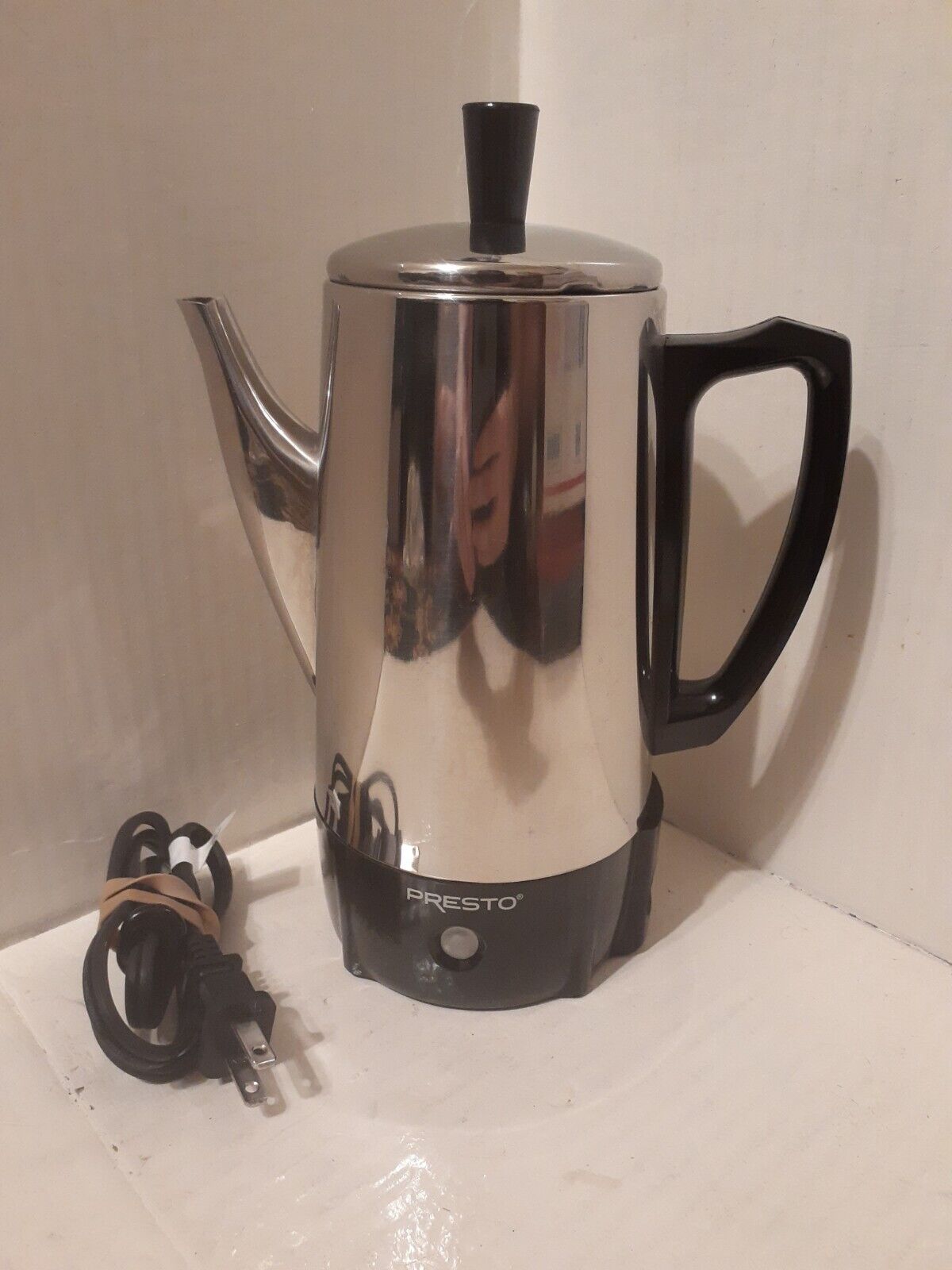 Vintage Presto Chrome 6 Cup Electric Percolator Coffee Pot Model 0282202