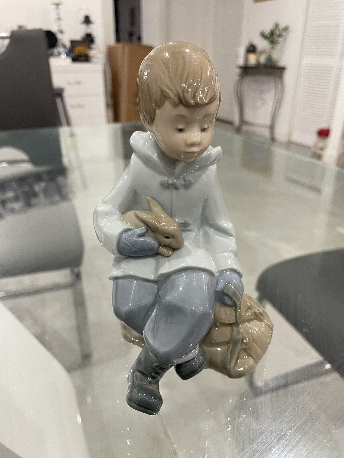 LLADRO NAO Boy Resting with Pet Rabbit Figurine in EXCELLENT CONDITION RARE HTF