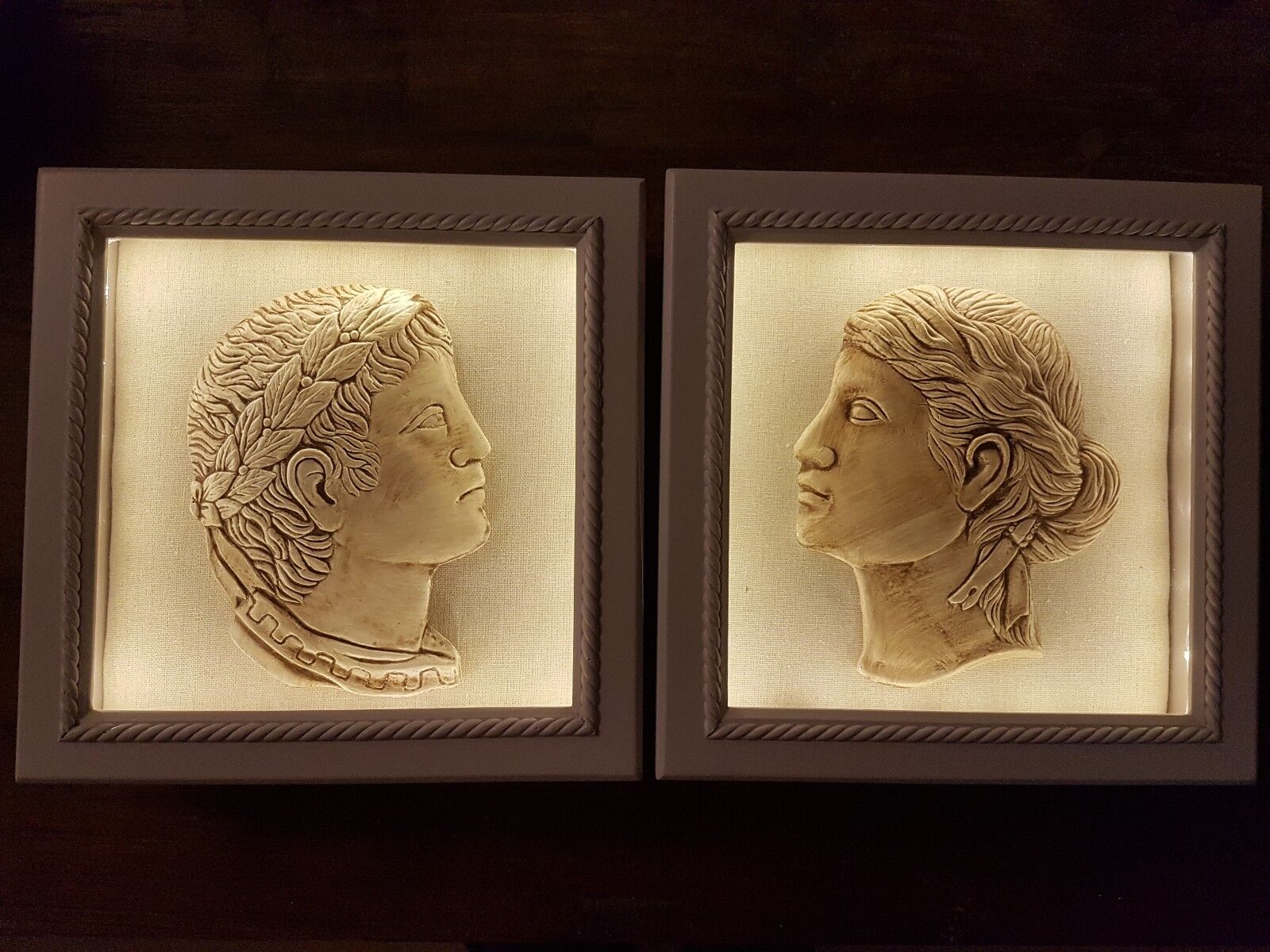 2 Lady Gent portrait In ribbed Wall Display Cabinet Box Frame With Led Lighting