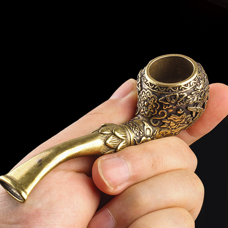 1 PC Retro Brass Tobacco Smoking Pipe Carving Smoking Bowl Pipe Handicraft 4.37\