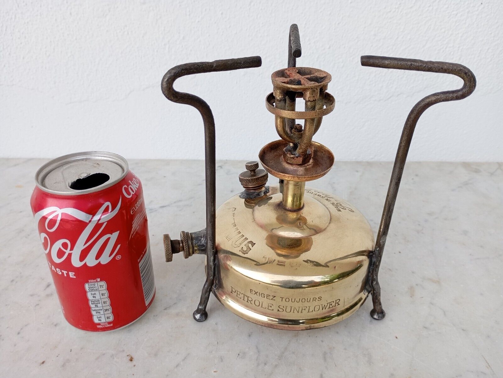 Stove Optimus Sweden Vintage in Brass Very Small Museum Old Portable Vacuum Oil