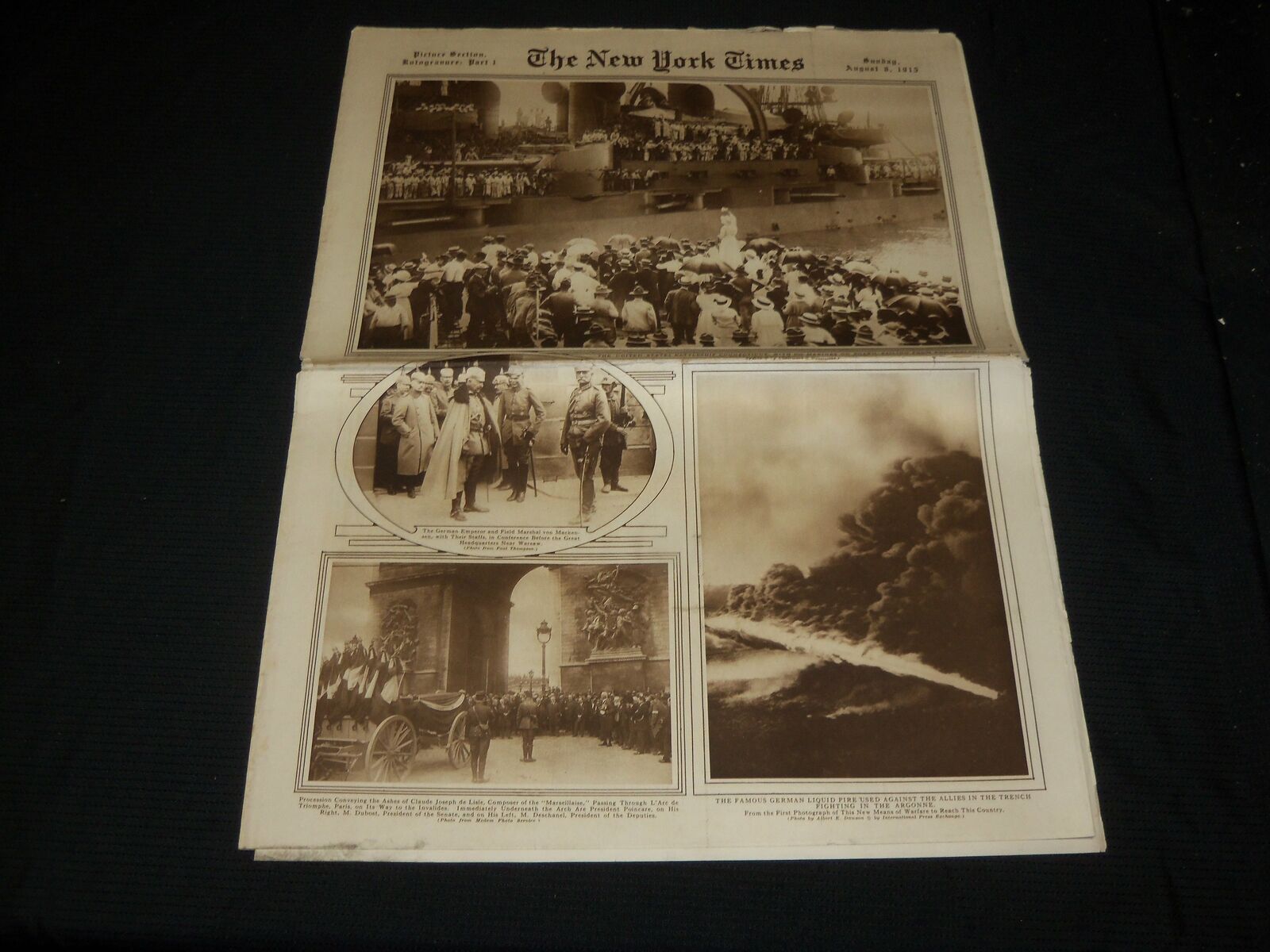 1915 AUGUST 8 NEW YORK TIMES PICTURE SECTION - BATTLESHIP CONNECTICUT - NP 5488