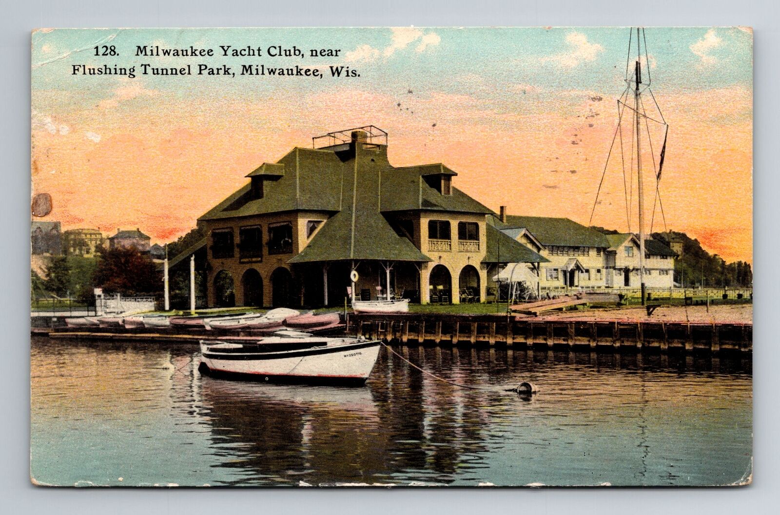 Milwaukee, WI-Wisconsin, Yacht Club Flushing Tunnel Park c1911, Vintage Postcard