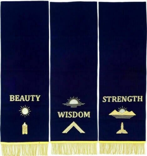 MASONIC REGALIA BLUE LODGE PEDESTAL COVERS - PACK OF THREE HAND EMBROIDERED