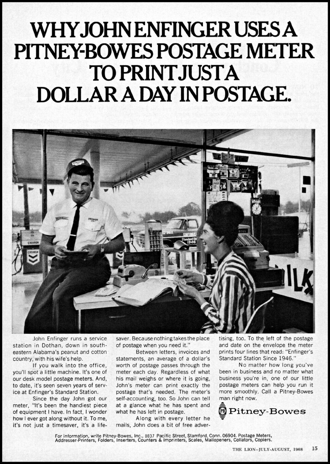1968 John Enfinger Pitney-Bowes postage meter accountant photo print ad ads41