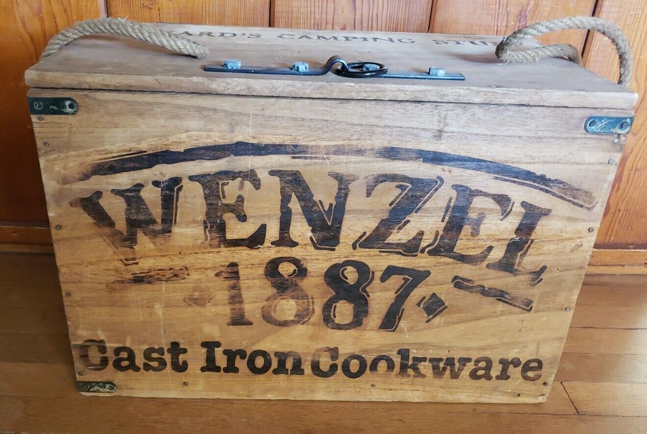 WENZEL Since 1887 CAST IRON COOKWARE VINTAGE WOODEN BOX ONLY 22