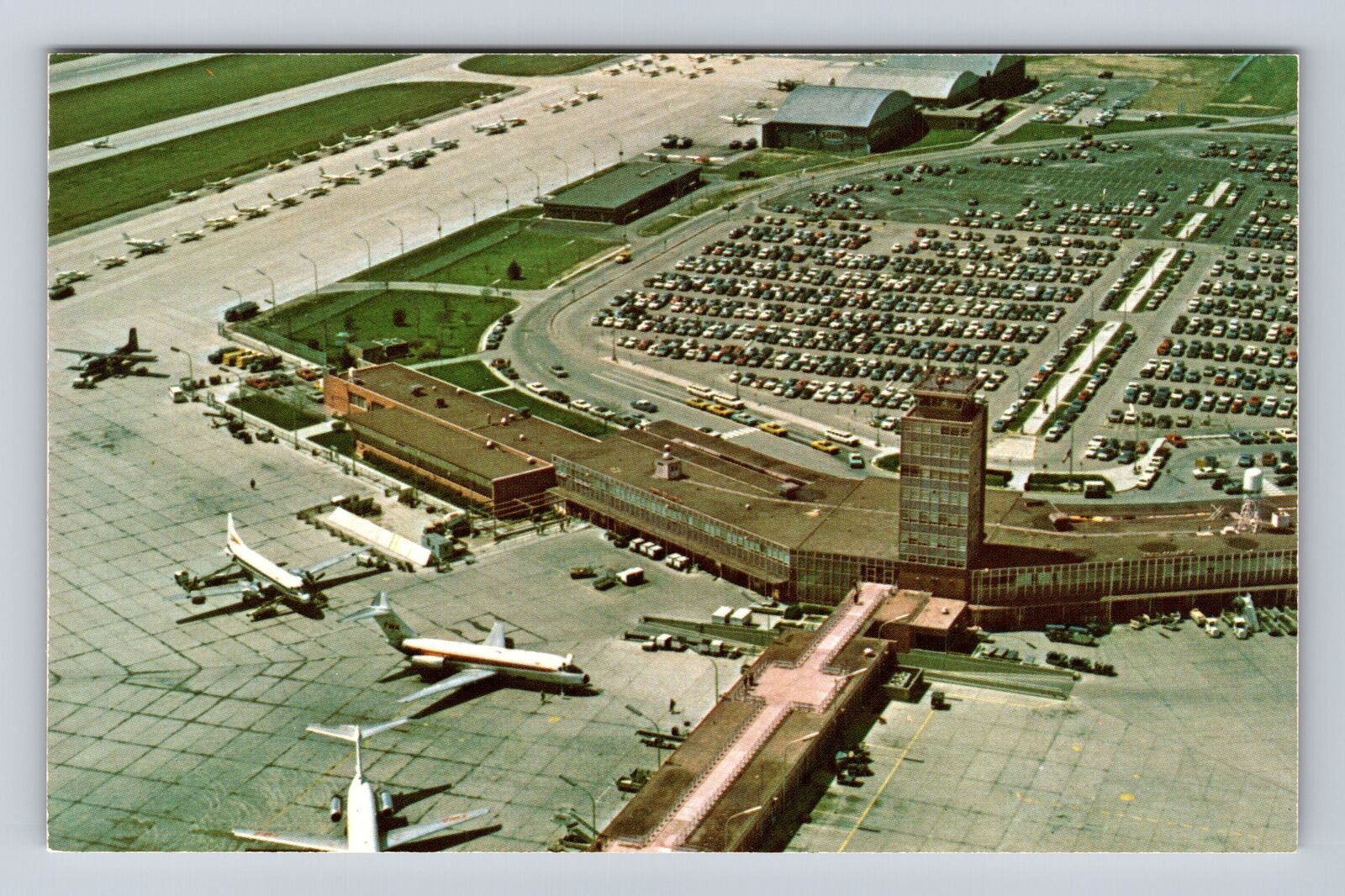 Columbus OH-Ohio, Port Columbus From The Air, Antique, Vintage Souvenir Postcard
