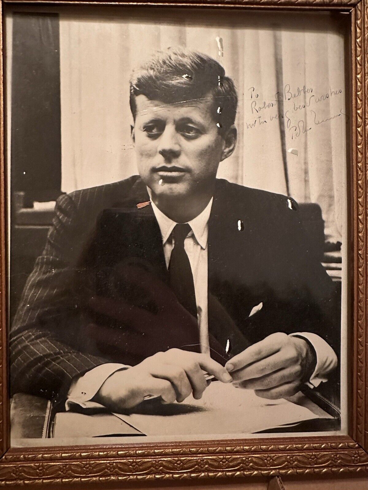 John F Kennedy Autograph On Glossy JFK Photo